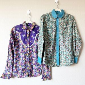 Rockmount Ranch Wear Mens Bundle Lot (2) Vintage Pearl Snap Western Shirts 32/34